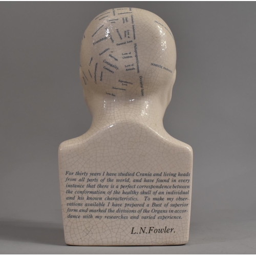 154 - A Reproduction Ceramic Crackle Glaze Phrenology Bust, 28cm High