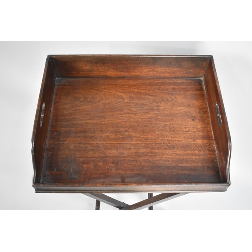 162 - A Late 19th Century Mahogany Butlers Tray with Folding Stand, 56cm Wide