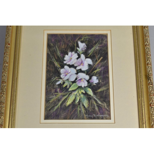 197 - A Small Gilt Framed Oil Pastel, Still Life Flowers, Signed Mary Richman, 11x16cm