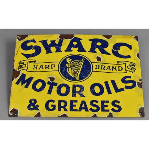 202 - A Reproduction Printed Enamelled Sign for Swarc Motor Oils and Greases, 30cm wide