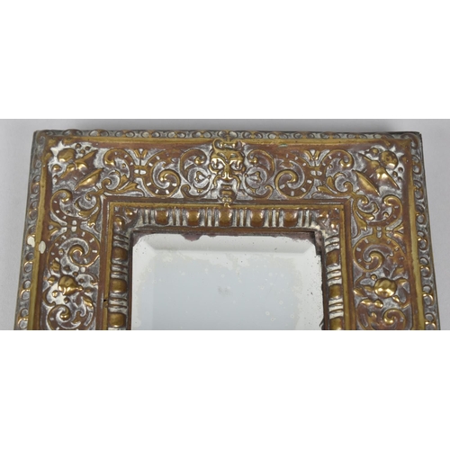 211 - A Small Rectangular Brass Framed Wall Mirror, 29x20cm