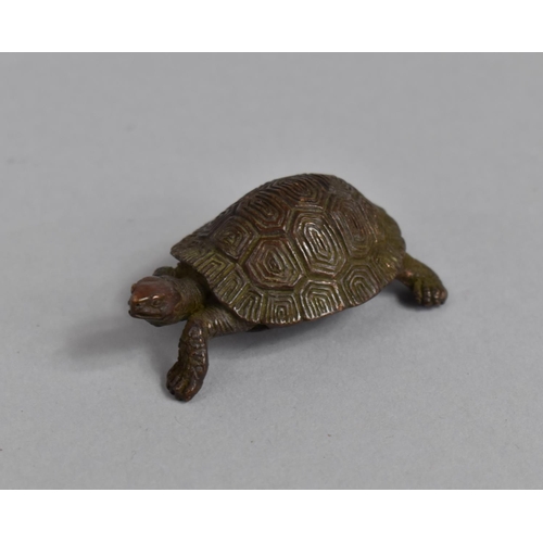 223 - A Miniature Bronze Study of a Tortoise, 5cm Long