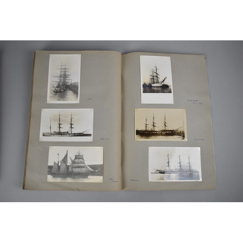 239 - Two Scrapbook Albums Containing Postcards and Photographs of Early Tall Ships at Anchor and in Sail,... 