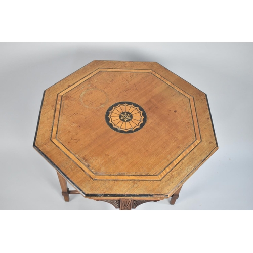 261 - An Edwardian Inlaid Octagonal Occasional Table, on Tapering Turned Supports, Some Condition Issues, ... 