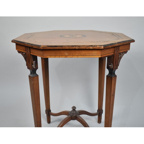 261 - An Edwardian Inlaid Octagonal Occasional Table, on Tapering Turned Supports, Some Condition Issues, ... 