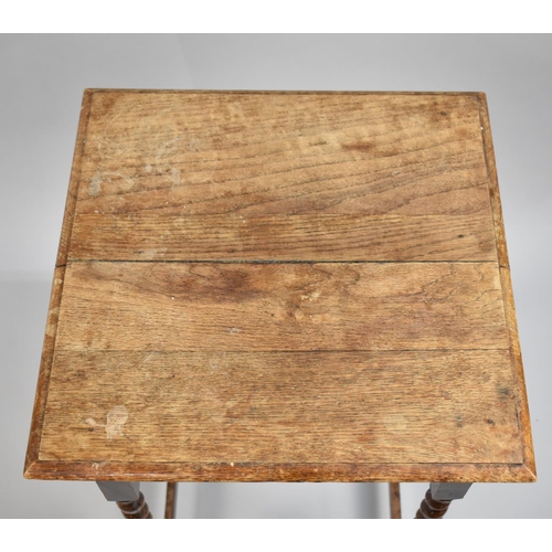 266 - A Mid 20th Century Oak Square Topped Occasional Table with Barley Twist Supports, 69cm high