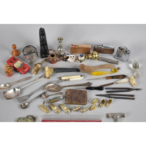 291 - A Collection of Various Curios to comprise Coin Set, Lighters, Napkin Rings Etc