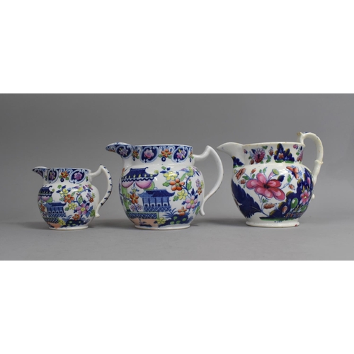 394 - Two Graduated 19th Century Jugs by Rathbone Decorated in the Chinoiserie Manner with Pagoda in Garde... 