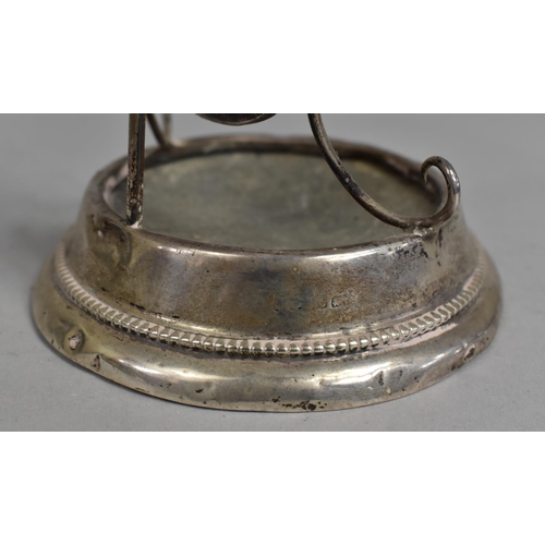 415 - A Silver Pocket Watch Stand, Condition Issues and Hallmark Rubbed, 11.5cm high