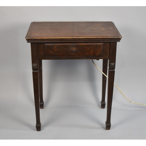 517 - An Electric Singer Sewing Machine Mounted in Drop Leaf Oak Work Table, Untested and Missing Foot Con... 