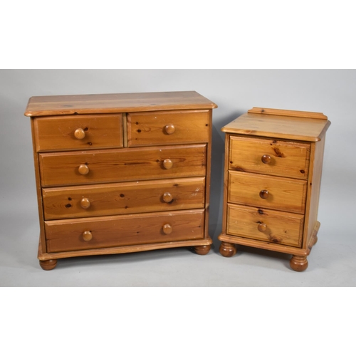 521 - A Modern Pine Bedroom Chest of Two Short and Three Long Drawers Together with a Pine Three Drawer Be... 