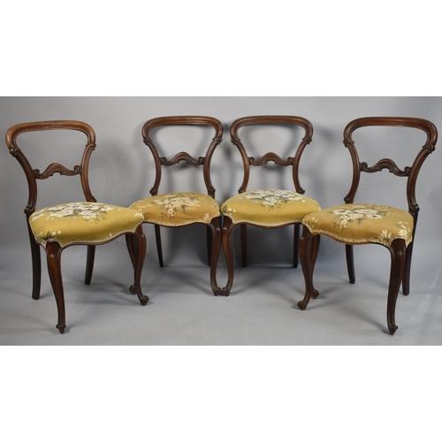 539 - A Set of Four Victorian Balloon Back Salon Chairs