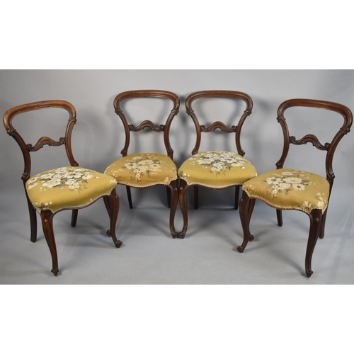 539 - A Set of Four Victorian Balloon Back Salon Chairs