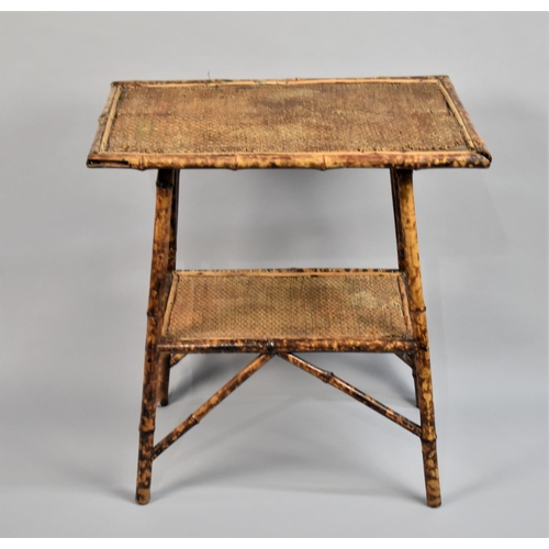 542 - A Late Victorian/Edwardian Bamboo Side Table with Stretcher Shelf, Some Condition Issues, 66cms wide