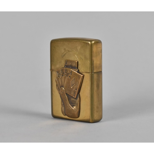 65 - A Novelty Zippo Pocket Lighter Decorated with Full House Poker Hand