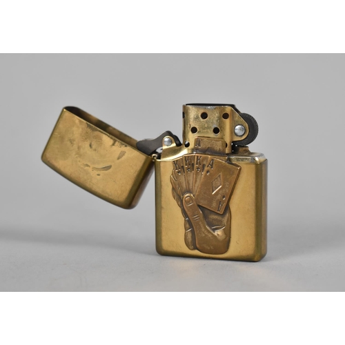 65 - A Novelty Zippo Pocket Lighter Decorated with Full House Poker Hand