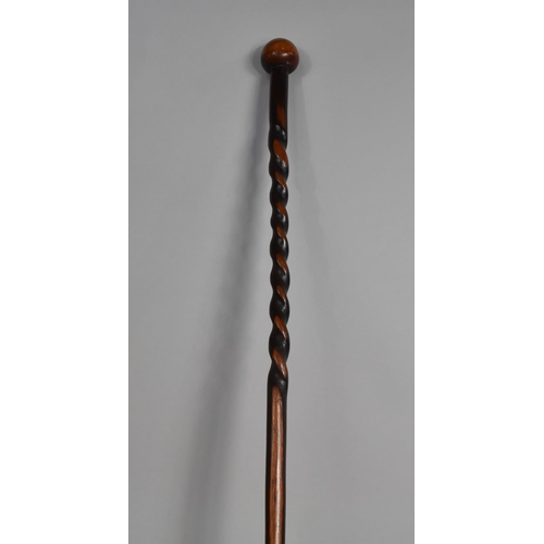 84 - A Colonial Barley Twist Walking Cane, 105cms Long