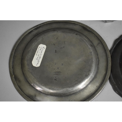 94 - An Early Pewter Charger, Three Various Plates, All with Touch Marks