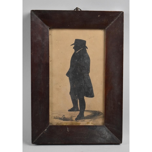 145 - A Framed Victorian Pen and Ink Silhouette of Gentleman, 14x24cms