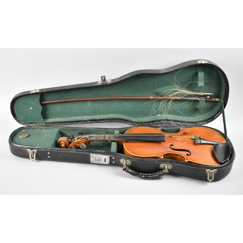 154 - A Cased Child's Violin and Bow