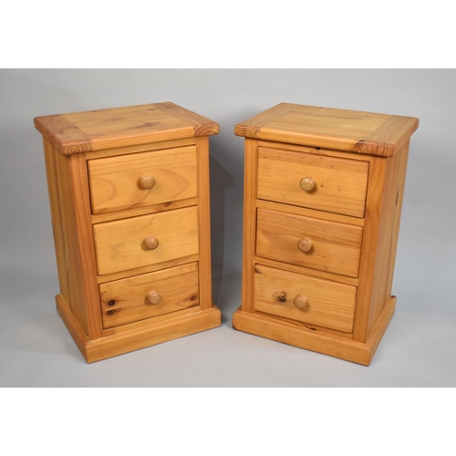 160 - A Pair of Modern Pine Three Drawer Bedside Chests, 45cms Wide