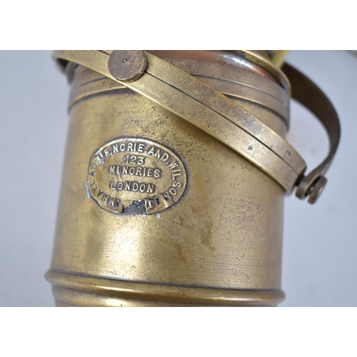 173 - A Copper and Brass Bulkhead Mounting Gimballed Ships Lamp, Originally Oil but now Converted to Elect... 