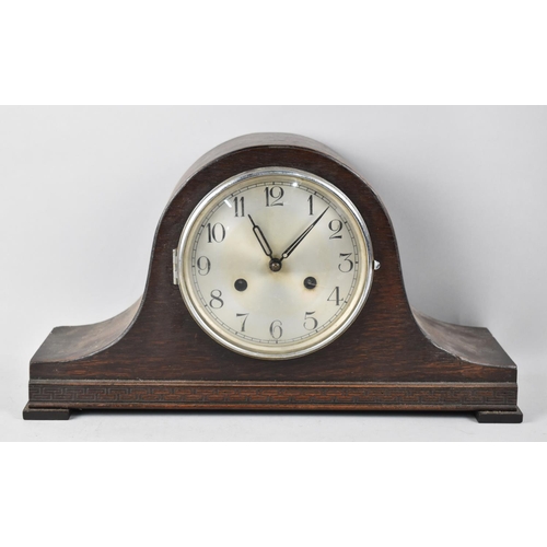 175 - A Mid 20th Century Oak Napoleon Hat Mantel Clock