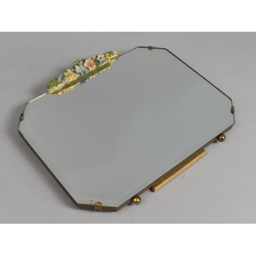 177 - A Vintage Rectangular Easel Back Barbola Style Mirror, 30cms Wide