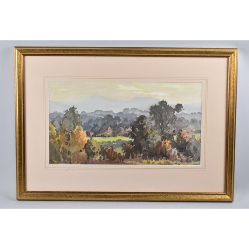 182 - A Gilt Framed Watercolour by Spencer Ford, Wooded Landscape, 38x21cms