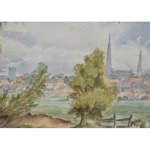 193 - A Framed Watercolour, Shrewsbury from Frankwell, 32cms by 27cms