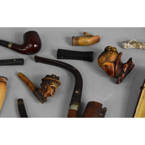 221 - A Large Collection of Vintage Wooden and Ceramic Pipes to Include Silver Mounted Example etc, Condit... 