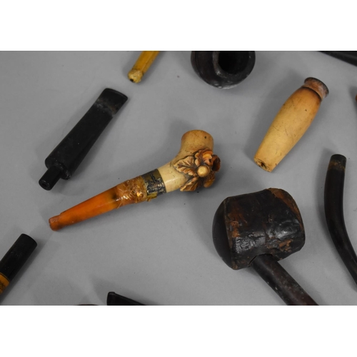 221 - A Large Collection of Vintage Wooden and Ceramic Pipes to Include Silver Mounted Example etc, Condit... 