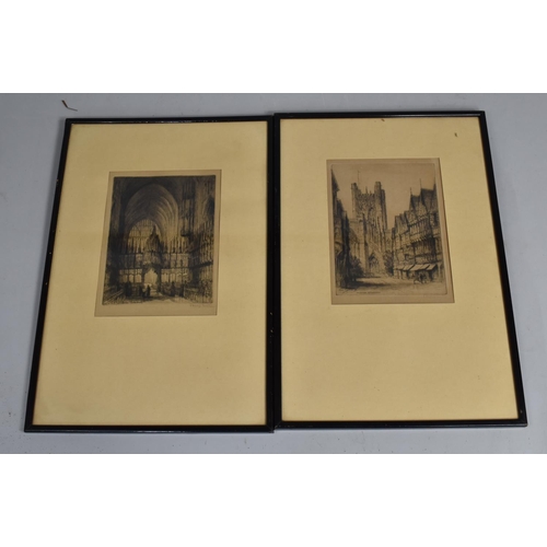 239 - A Pair of Framed Prints Signed in Pencil by the Artist, Chester Cathedral, 15x20cm