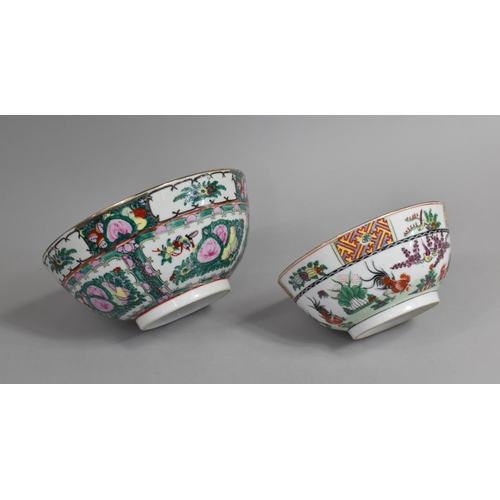 293 - Two 20th Century Chinese Bowls, Famille Rose Palette, 20cm and 26cm Diameter