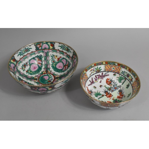 293 - Two 20th Century Chinese Bowls, Famille Rose Palette, 20cm and 26cm Diameter