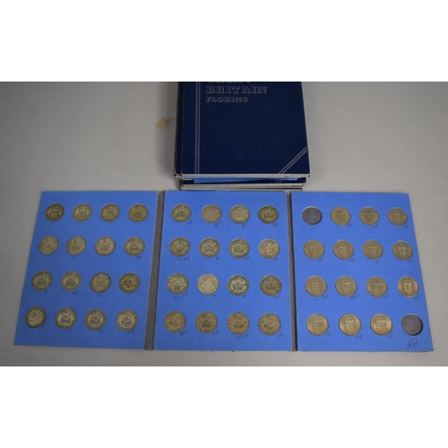 307 - Six Great Britain Coin Sets with Contents, Half Crowns x2, Florins x2, Sixpence and Shillings