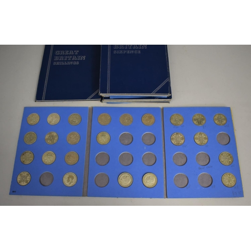 307 - Six Great Britain Coin Sets with Contents, Half Crowns x2, Florins x2, Sixpence and Shillings