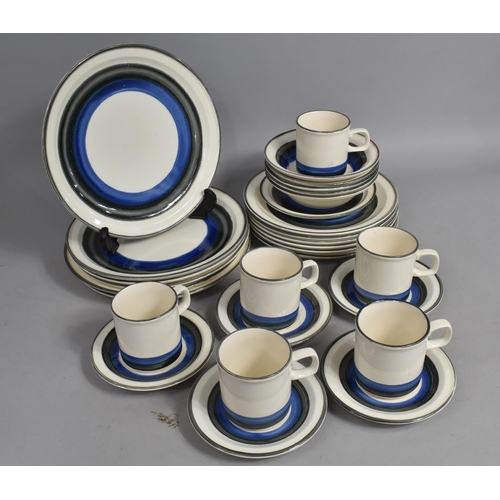 353 - An Glazed Breakfast Set to comprise Large and Medium Plates, Bowls, Mugs, Saucers