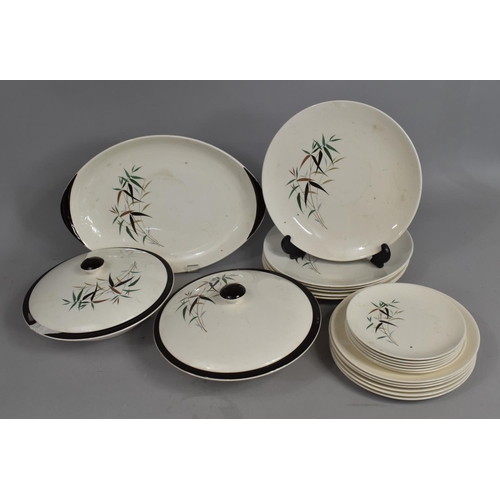 357 - A Royal Doulton Bamboo Pattern Dinner Service to Comprise Platter, Tureen, Various Plates Etc