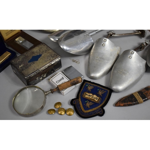 364 - A Collection of Various Vintage Items to comprise Shoe Trees, Ladies Bag, Parasol, Silver Plated Mir... 