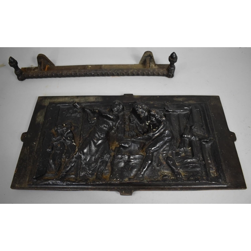 379 - A Set of Three Early 20th Century Cast Iron Fire Panel Fronts with Scenes to include Blacksmith, Cho... 