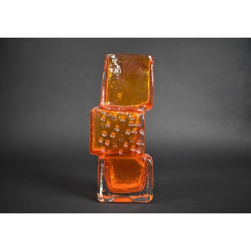 420 - A Whitefriars Tangerine Glass Drunken Bricklayer Textured Vase, no.9673, as Designed by Geoffrey Bax... 