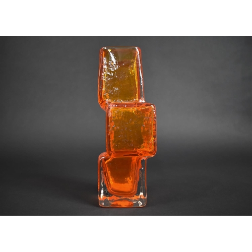 420 - A Whitefriars Tangerine Glass Drunken Bricklayer Textured Vase, no.9673, as Designed by Geoffrey Bax... 