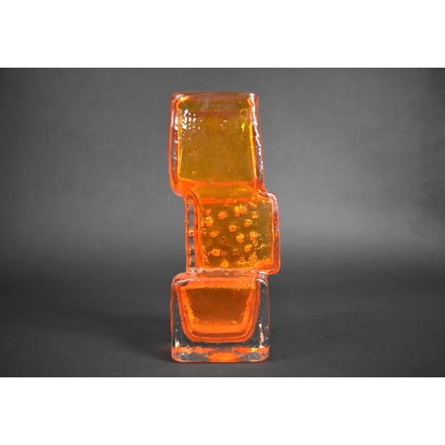 420 - A Whitefriars Tangerine Glass Drunken Bricklayer Textured Vase, no.9673, as Designed by Geoffrey Bax... 