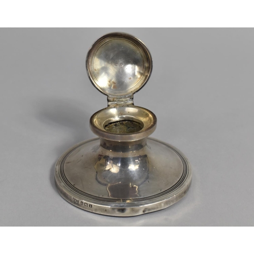 426 - A Silver Capstan Inkwell, Hallmarked for Birmingham 1910, 8cm diameter