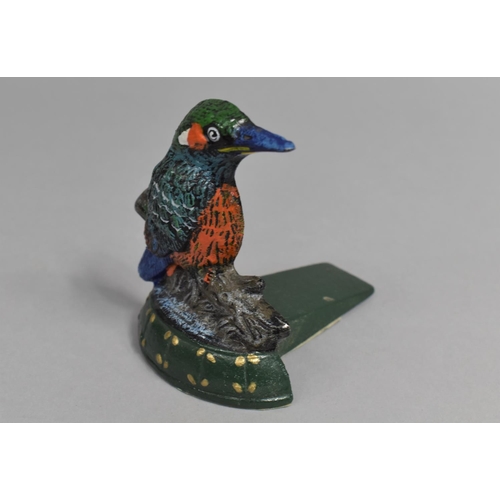 47 - A Novelty Painted Metal Doorstop in the Form of a Kingfisher, 10cms HIgh