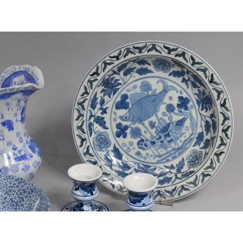 472 - A Collection of Various Oriental and Continental Blue and White to comprise Bowls, Chargers, Jug Etc