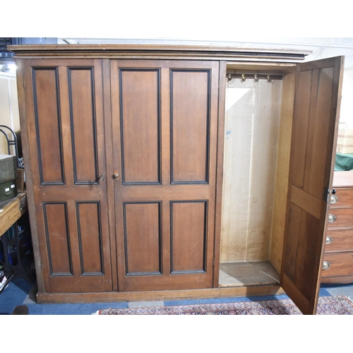 509 - A Late 19th Century Oak Triple Hall Robe, the Centre Shelf Section Flanked by Two Hanging Compartmen... 