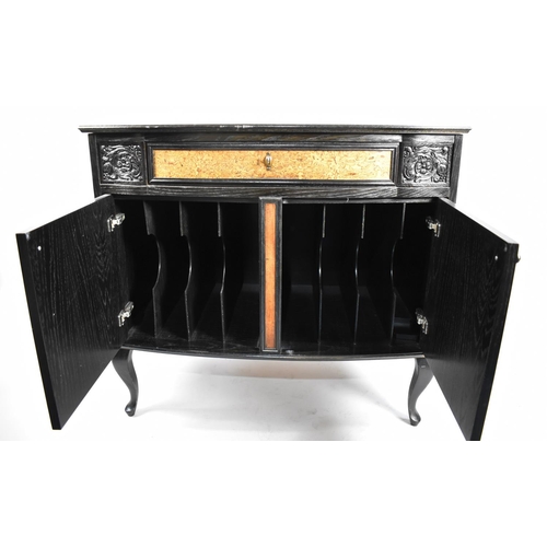 514 - A Bow Fronted Music Cabinet, the Hinged Lock Requires Attention and Unable to Open, 94cm wide