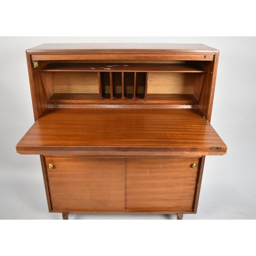 528 - A Mid 20th Century Fall Front Hall Bureau with Sliding Doors to Cupboard Base by Multiwidth, 84cm wi... 